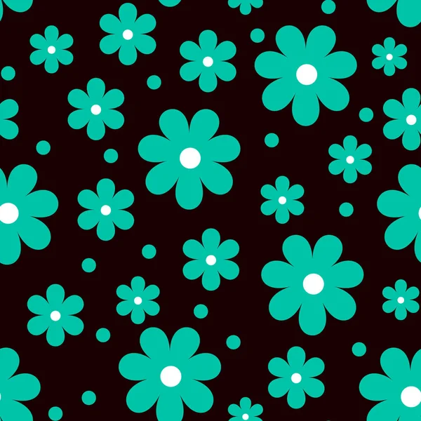 어두운 배경에 꽃 꽃 원활한 패턴 — 스톡 벡터