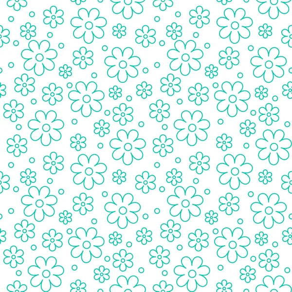 흰색 바탕에 꽃과 함께 꽃 원활한 패턴 — 스톡 벡터