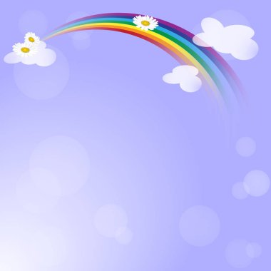 Gökkuşağı ve papatyalar bahar ya da yaz gün doğal arka plan