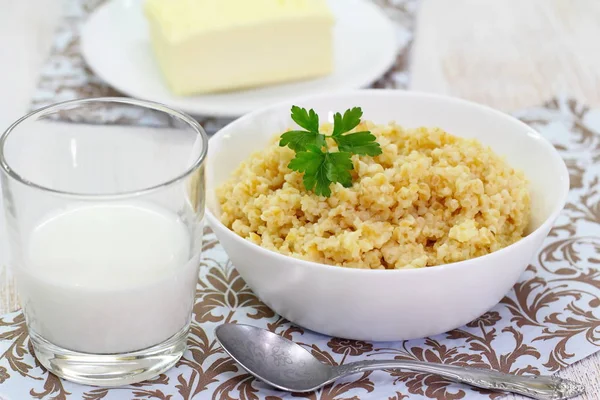 Wheat porridge with butter — Stock Photo, Image