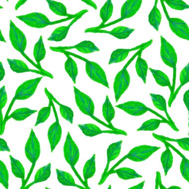 Beyaz arka plan üzerinde yapraklarla suluboya seamless modeli