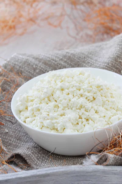 Cottage cheese in a bowl — Stock Photo, Image