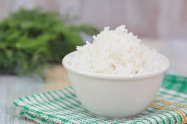 Boiled rice on plate