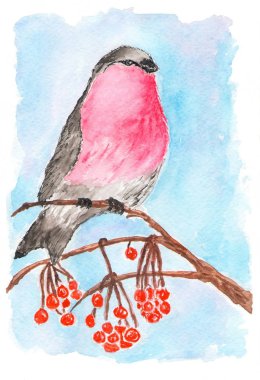 Çilek ile dal şakrak kuşu.