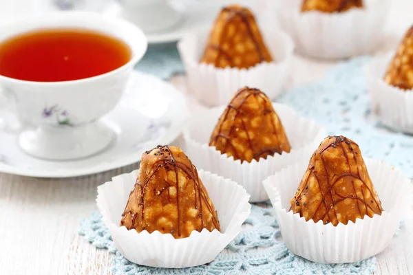 Teaparty Pasteles Dulces Con Caramelo Chocolate — Foto de Stock