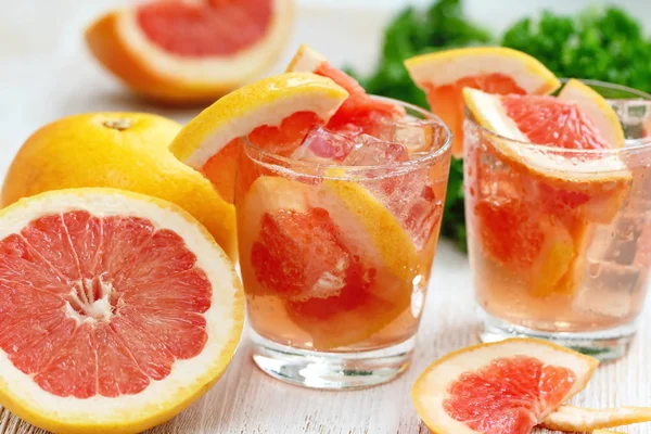Osvěžující Nápoj Grapefruitový Koktejl Detoxikační Koktejl Čerstvým Ovocem — Stock fotografie