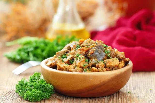 Guisado Carne Com Legumes Especiarias Alimentos Saudáveis — Fotografia de Stock