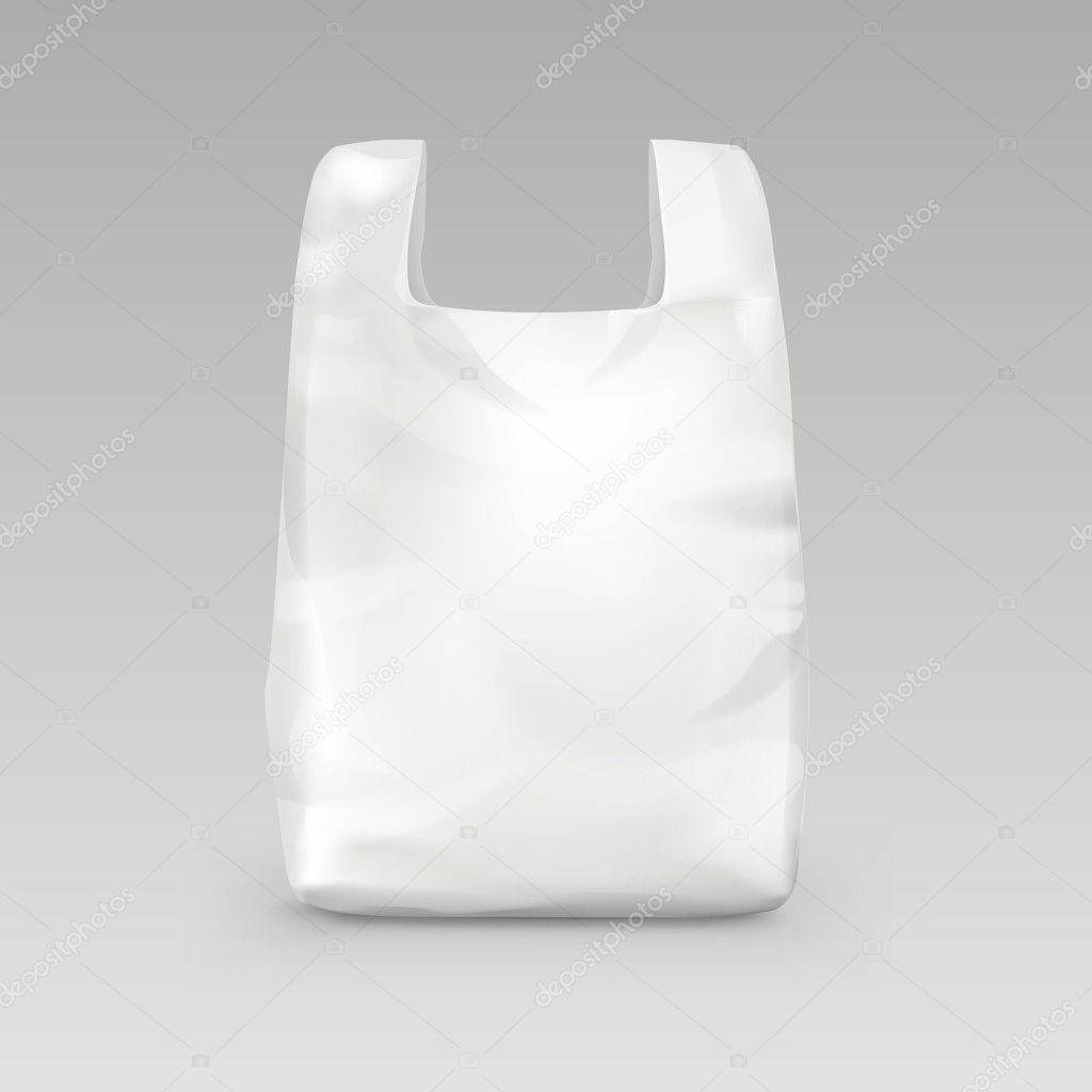 Plastic Shopping Bag with Handles on Background