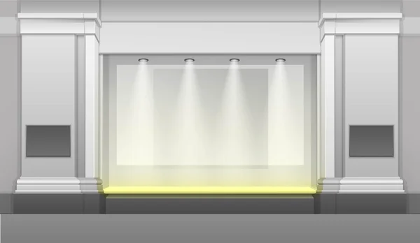 Bâtiment de magasin avec vitrine, rétroéclairage isolé — Image vectorielle