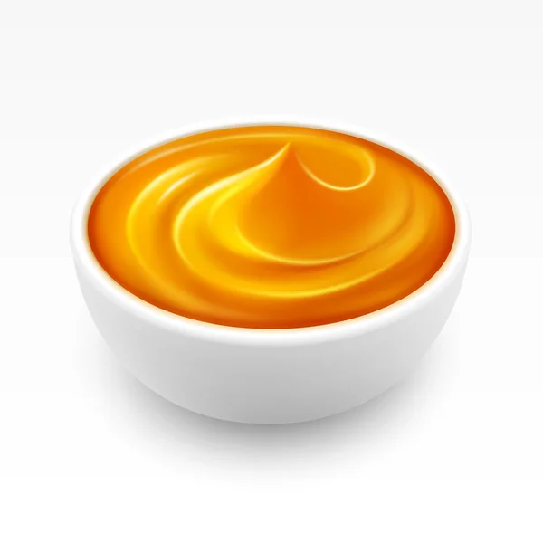 碗里的密集琥珀蜂蜜孤立在白色背景上 — 图库矢量图片