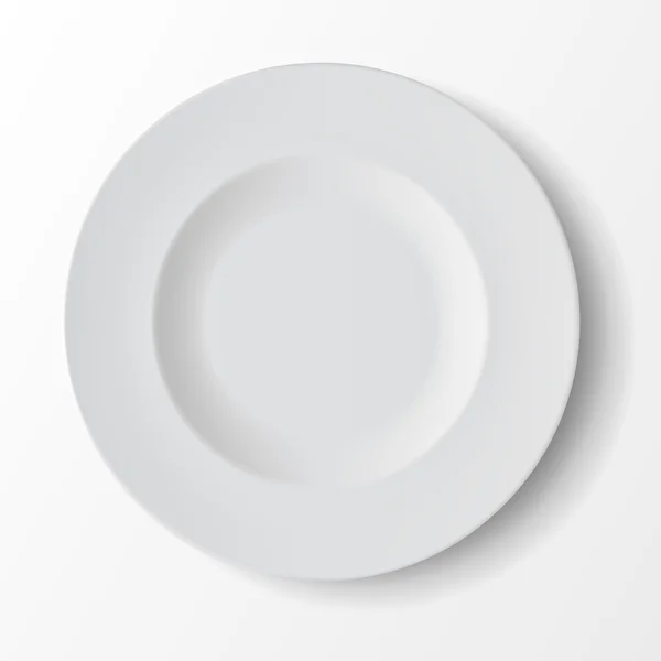 Soppa på vita tomma runda plattan ovanifrån isolerad på bakgrunden — Stock vektor