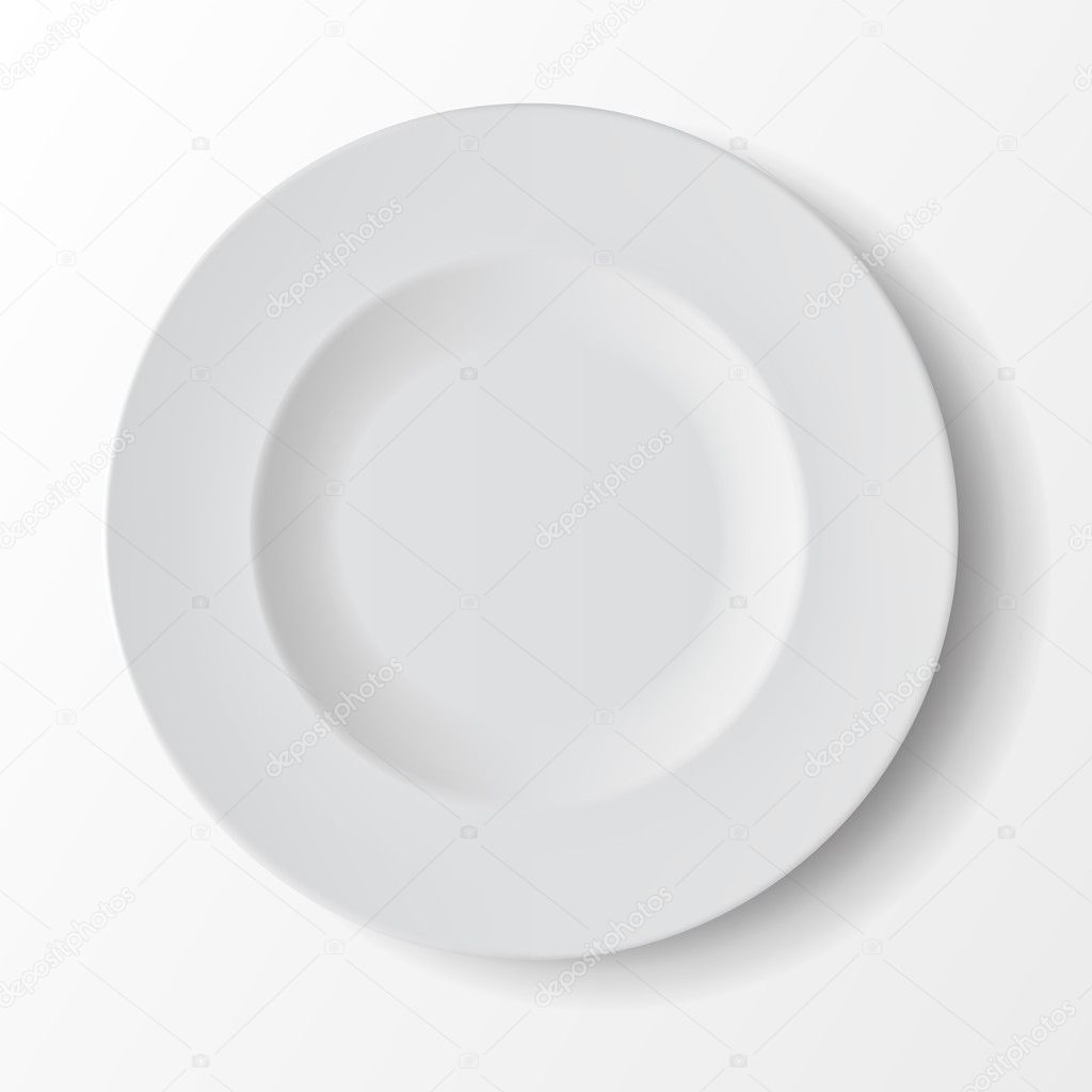 White Empty Round Soup Plate Top View Isolated on Background