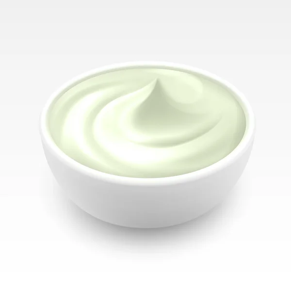Bol de mayonnaise à la crème sure sur fond — Image vectorielle