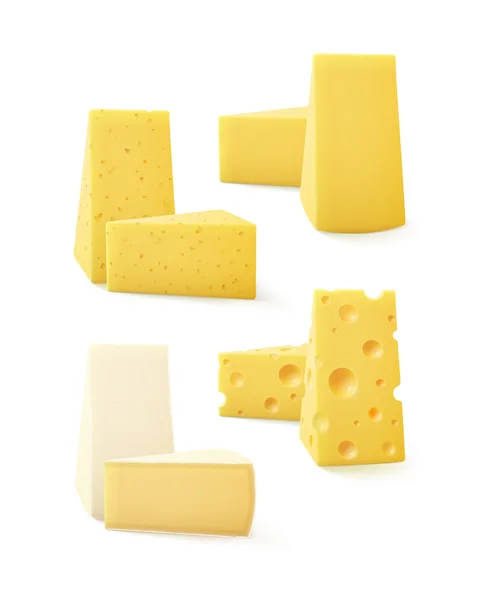 Conjunto de piezas triangulares tipo queso sobre fondo — Archivo Imágenes Vectoriales