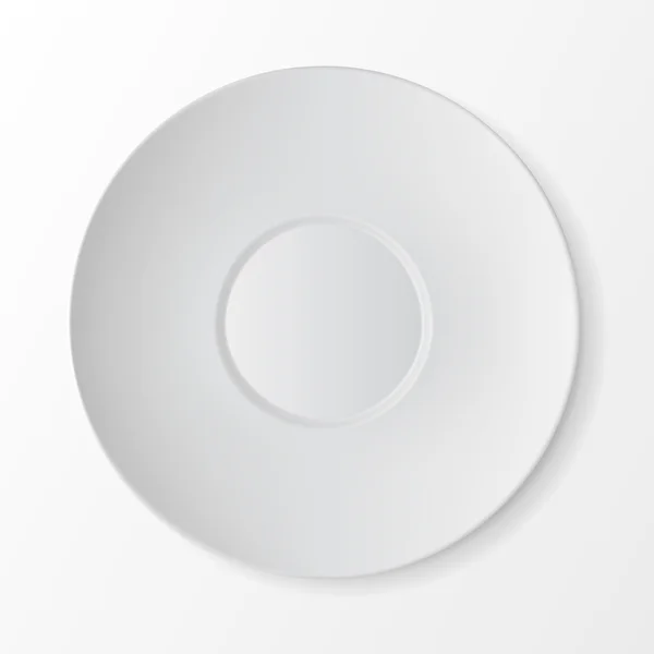 White Round Sauser Top View Isolated on Background. Table Setting — Stok Vektör
