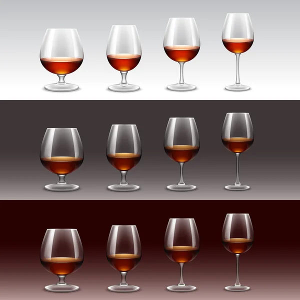 Ensemble de verres à vin isolés sur fond — Image vectorielle
