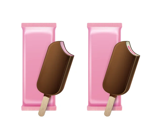 Ice Cream in Chocolate Glaze on Stick with Filling Background — Stock vektor