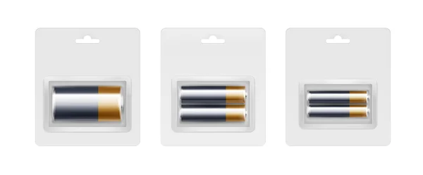 Black Yellow Golden Alkaline Batteries in Packed — Διανυσματικό Αρχείο