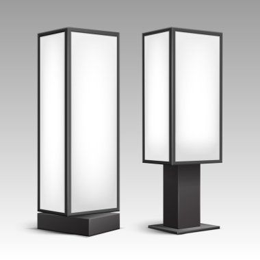 Parlak dikdörtgen standları kapalı reklam için