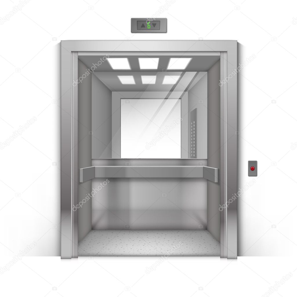 Open Chrome Metal Office Elevator with Mirror