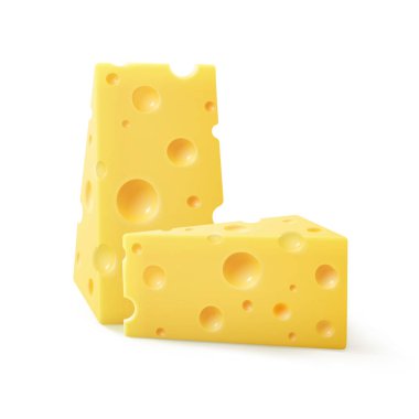 İsviçre peyniri arka plan üzerinde üçgen parçalar