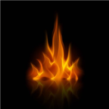 Vector Yellow Orange Fire Flame Bonfire on Background clipart