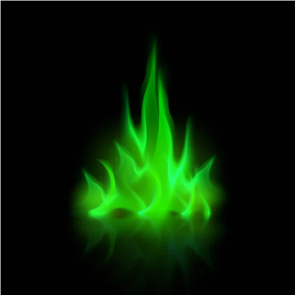 Vector Green Magic Fire Flame Bonfire on Background — Stock Vector