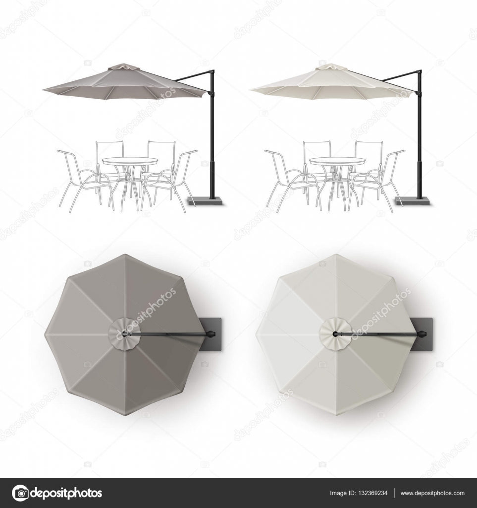 Vector Set Of Gray Blank Patio Outdoor Beach Cafe Bar Pub Lounge Restaurant Round Umbrella Parasol For Branding Top Side View Mock Up Close Isolated On Vector Set Of Gray Blank Patio Outdoor Beach Cafe Bar Pub Lounge Restaurant Round Umbrella Parasol For Branding Top Side View Mock Up Close Isolated On