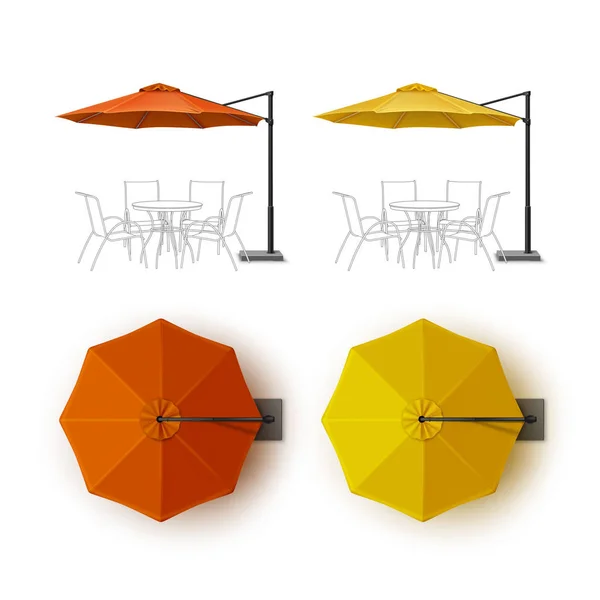 オレンジ黄色屋外カフェ ラウンジ傘日傘 — ストックベクタ