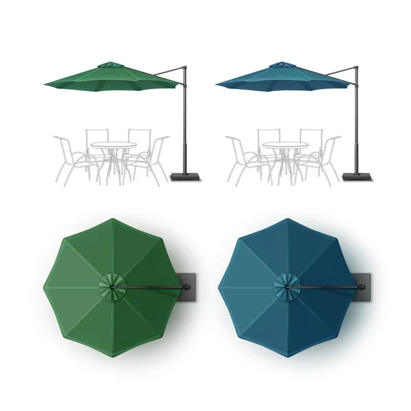 Набір синій зелений патіо відкритий пляжну парасолю — стоковий вектор