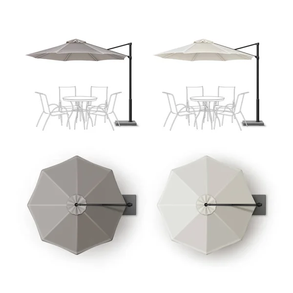 Set of Patio Outdoor Restaurant Round Umbrella — Stock Vector