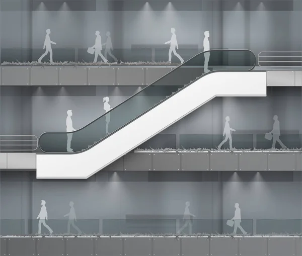 Escalator avec place pour la publicité sur le centre commercial Office Mall — Image vectorielle