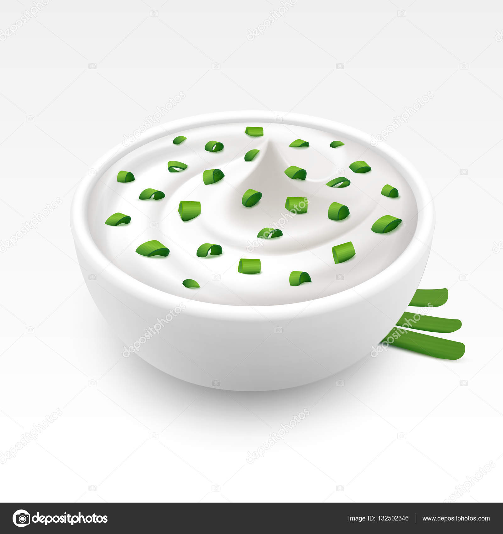 Bowl of Sour Cream Sauce Tartar Mayonnaise with Chopped Onion Stock