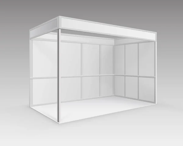 Vector White Blank Indoor Trade Exhibition Booth Standard Stand for Presentation in Perspective Isolé sur fond — Image vectorielle