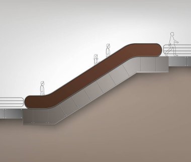 Brown için reklam yan görünüm Isolated arka plan üzerinde yer ile Modern yürüyen merdiven