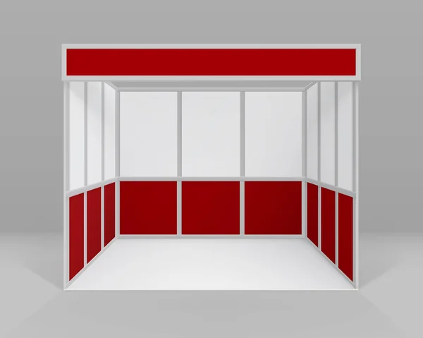 Vector White Red Blank Indoor Trade exhibition Booth Standard Stand for Presentation Isolated with Background — Stock Vector