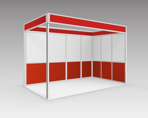 Suporte de cabine de exposição de comércio interno em branco vermelho —  Vetores de Stock