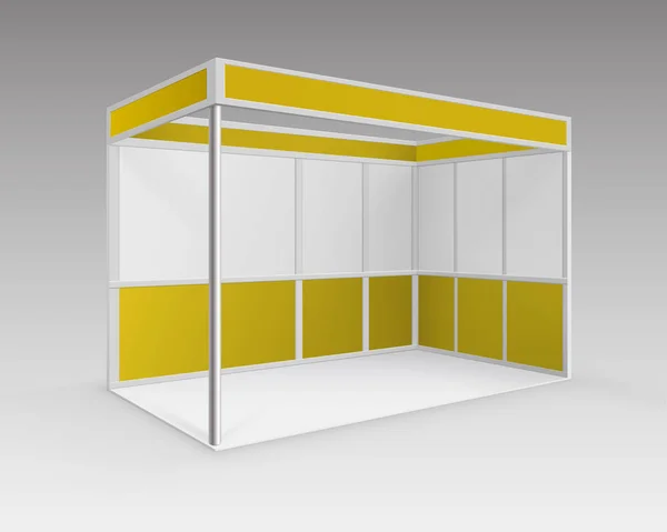 Estande amarelo branco da exposição do comércio para a apresentação na perspectiva —  Vetores de Stock