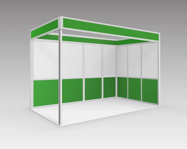 Branco verde Exposição de comércio Booth Standard Stand Isolado no fundo —  Vetores de Stock