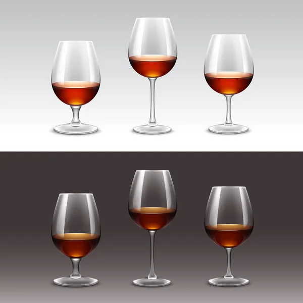 Ensemble vectoriel de verres à vin isolés sur fond — Image vectorielle