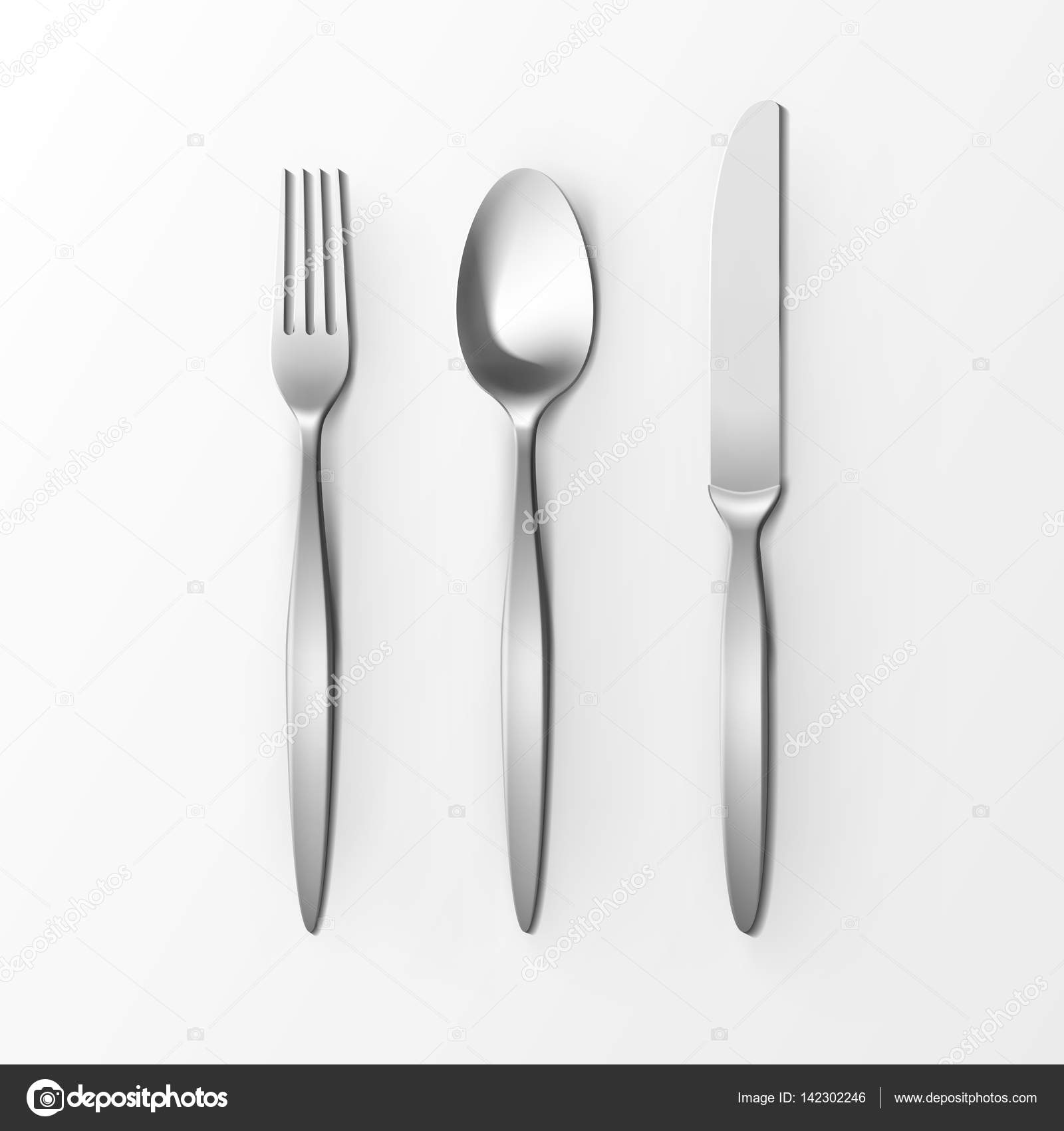 Cutlery Set of Silver Fork Spoon and Knife Top View Isolated on ... Cutlery Set of Silver Fork Spoon and Knife Top View Isolated on ...