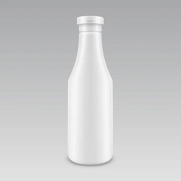 Plastic White Mayonnaise Mustard Ketchup Bottle for Branding without label - Stok Vektor