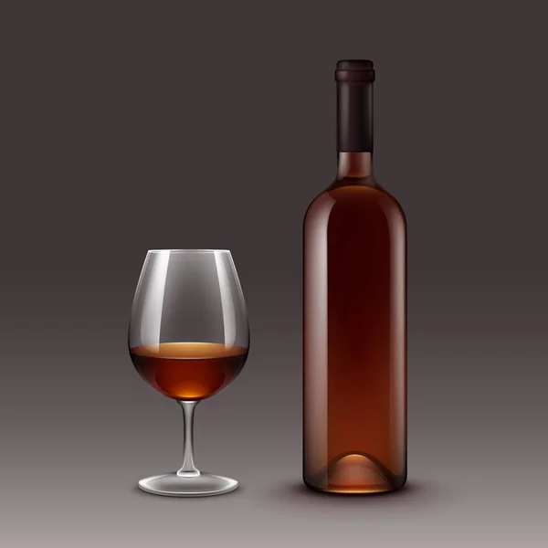 向量集的酒瓶和背景分离的眼镜 — 图库矢量图片