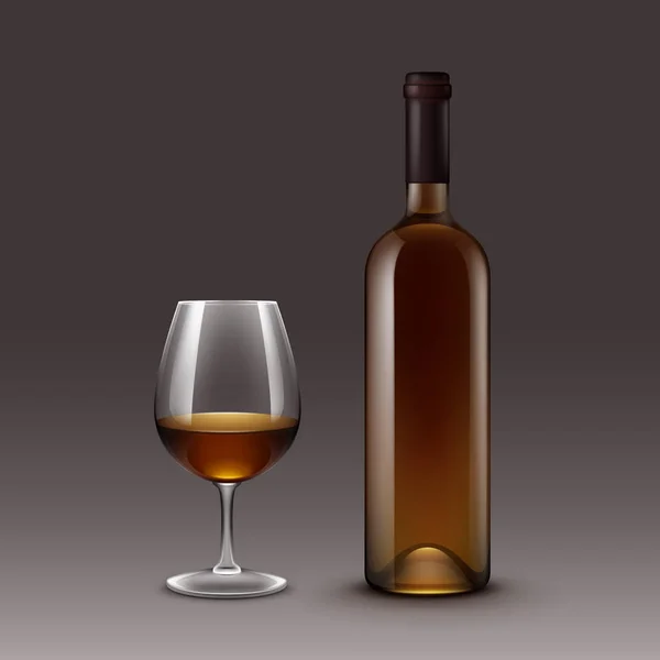 Conjunto vectorial de botellas de vino y copas aisladas sobre fondo — Vector de stock