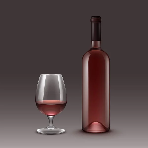 ワインのボトルとグラスの背景に分離のベクトルを設定 — ストックベクタ
