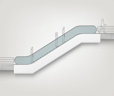 Vektör arka plan üzerinde reklam yan görünüm Isolated için yer ile Modern yürüyen merdiven