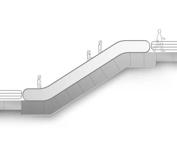 Escada rolante moderna com lugar para publicidade Vista lateral isolada no fundo branco — Vetor de Stock