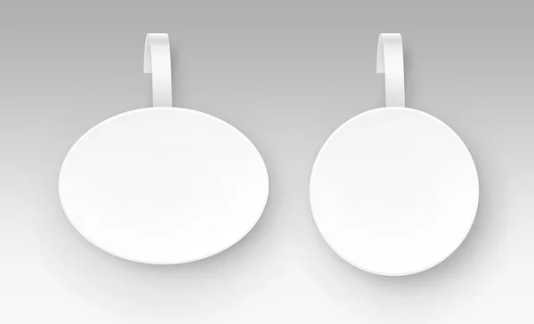 Векторный набор Blank White Round Oval Papper Plastic Price Wobbler Front view Isolated on Background — стоковый вектор