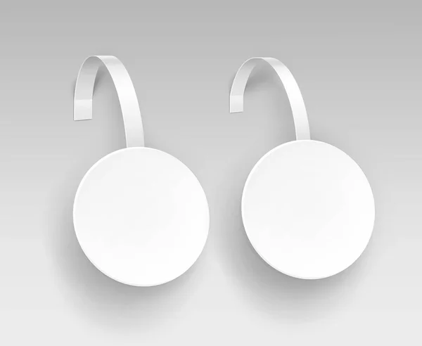 Beyaz arka plan üzerinde izole yetkin plastik reklam fiyat Wobbler yuvarlak boş Beyaz dizi vektör — Stok Vektör