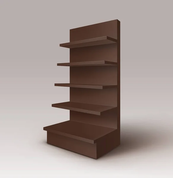 Vector Black Brown Empty Exhibition Trade Stand Shop Rack with shelves Storefront on Background — стоковый вектор